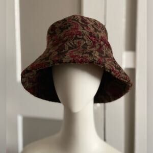 NECKWORKS POLARTEC Fleece Lined Brown/Red Winter Bucket Hat sz OS